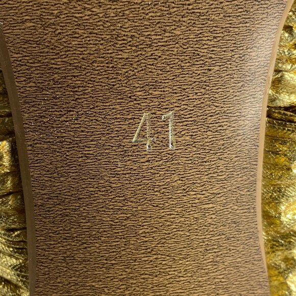 Gold by Lib Metallic Strappy Gladiator Block Heel Peep Toe Sandals Woman 41 9.5 - Picture 6 of 8